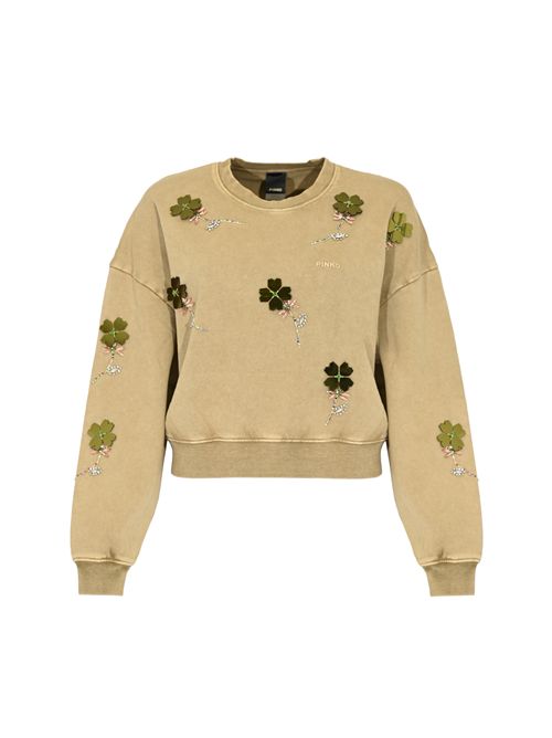 Felpa Kikoine in maglia di cotone con ricami floreali Beige PINKO | 106302 A34LC88